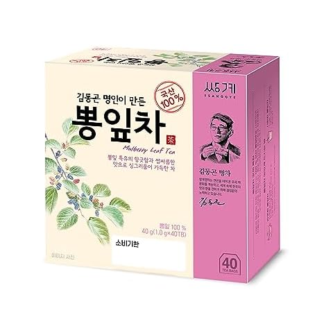 Ssanggye Wild Mulberry Leaves Tea 1.0g X 40 Tea Bags, Premium Korean Herbal Tea Hot Cold Caffeine-free Herb Savory 4 Seasons Great Daily Drink Made in Korea Cover