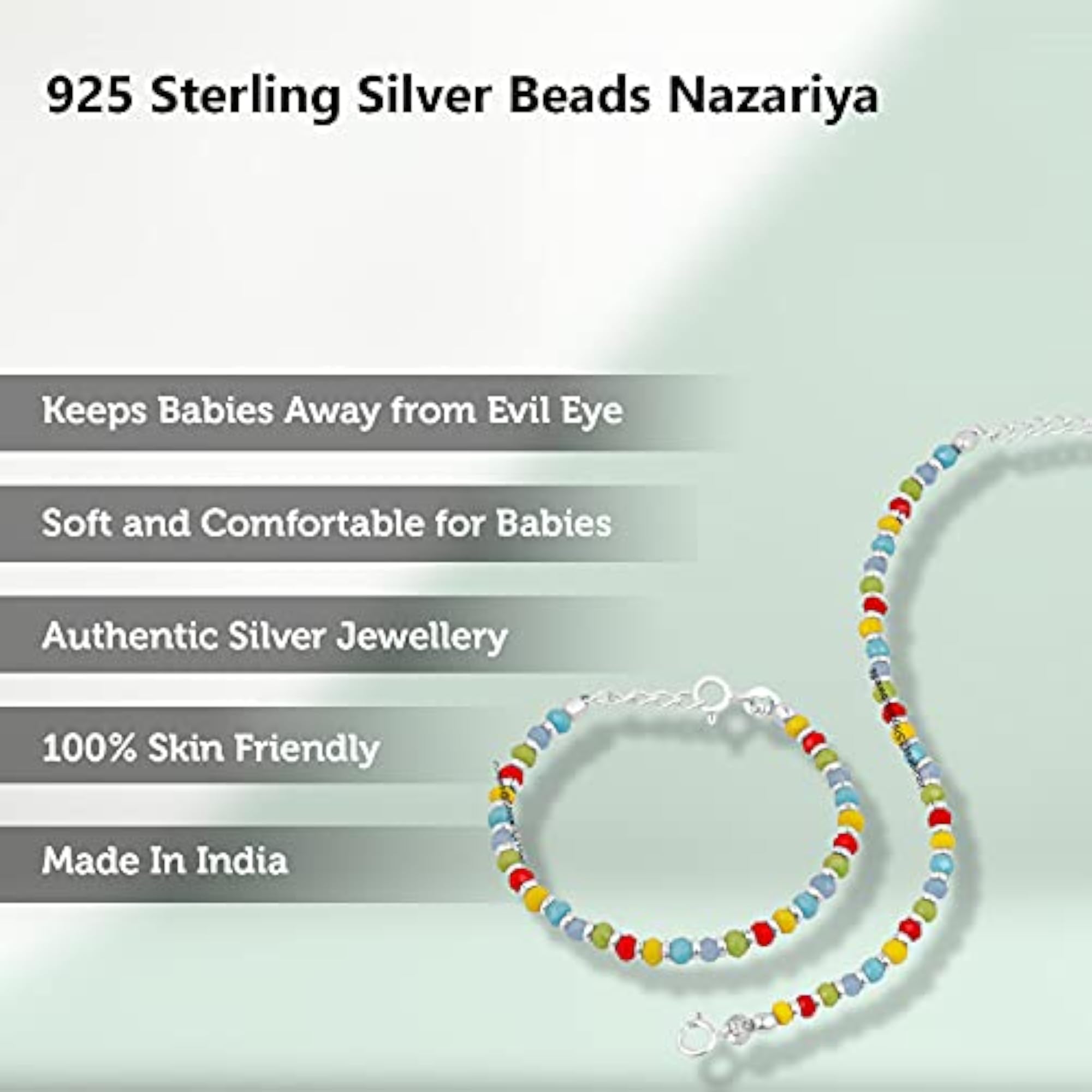 925 Sterling Silver Multicolour Beads Nazariya Pair