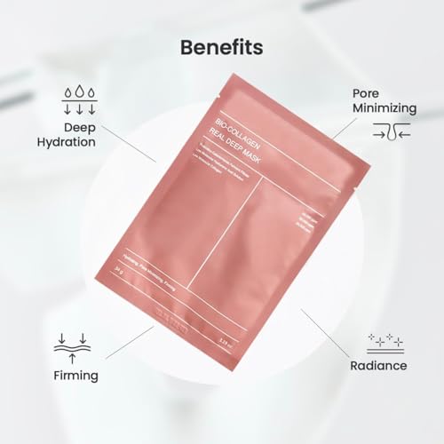 Image of Collagen Face Mask Pack of 4 Overnight Pack of 4 Deep Collagen Night Mask Korean Glass Skin Hydrogel Mask for Deep Hydration, Anti-Aging & Pore Minimizing | | Hyaluronic Acid, Niacinamide, Vitamin E (34g)(4 pack)