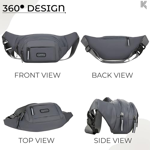 Image of Kraptick Premium Unisex Waist Bag for Men and Women - Stylish Waist Pack, Fanny Pack, Running Waist Pack (Blue)