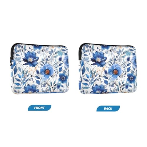 Funda para portátil 13-14 pulgadas con flores púrpuras y azules miniatura 2