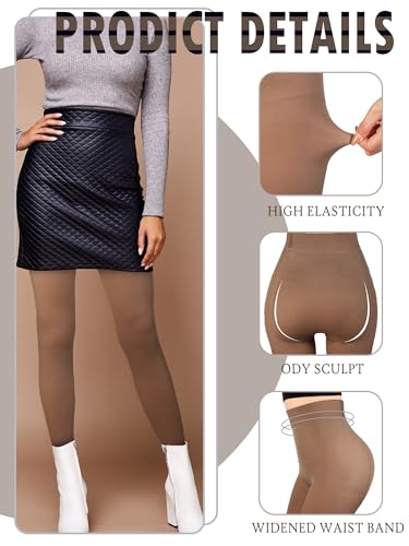 Zhanmai 4 Pcs Fleece Lined Tights Women Leggings Fake Translucent Warm Sheer Thermal Tights Winter Stockings for Women4