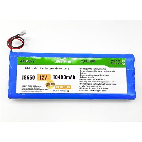 Image of 12V 10400mAh Lithium-ion Rechargeable Battery Pack 18650 Cell 3S High Capacity Power for DIY Projects Robots RC Cars LED Lights