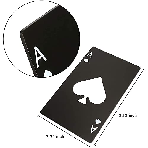 Image of Premium Bottle Openers (Set of 2), Stainless Steel Bottle Opener for Beer Wallet Size Bottle Openers Ace of Spade Bottle Cap Opener Black