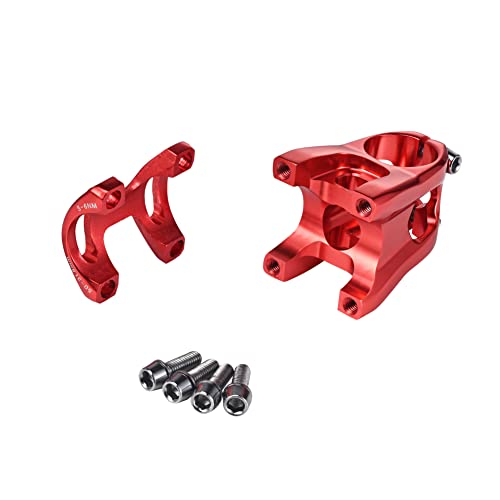 Cysky 31.8 Stem 50Mm Mtb Stem Mountain Bike Stem Riser Handlebar Short Stem For Most Road Bike Stem, Mtb Stem, Bmx Stem, Downhill Bicycle Stem 0 Degree (Red) #TOP2