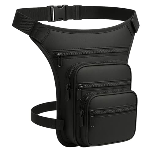 Pochete de Perna Impermeável Cartucheira Tática Preta – Masculina e Feminina – Bolsa Multi Bolsos para Motociclista, Camping, Trilha, Pesca, Shows e Eventos – Prática e Segura