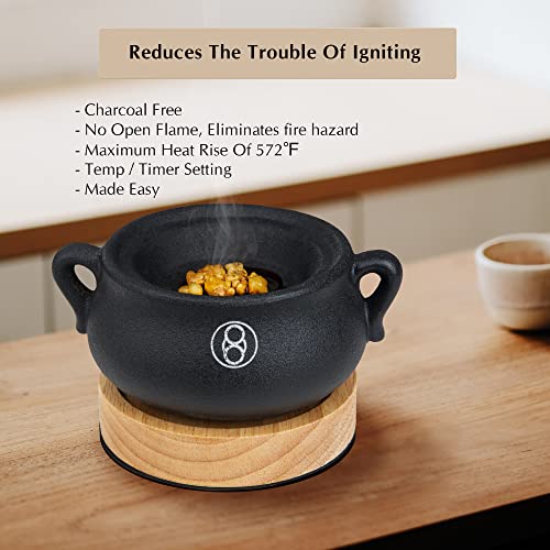ZhengLong Electric Incense Burner with Timer, Frankincense Resin Burner, Oud Bakhoor Burner, Charcoal Free Quick How-to, Made Easy, No Open Flame, Eliminate Fire Hazards, Safer.