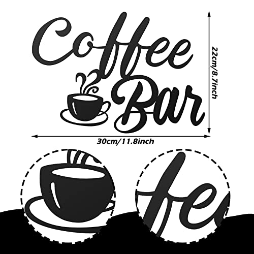 Image of Shimeyao Coffee Bar Signs for Wall Decor Metal Coffee Station Signs Black Hanging Wall Art Vintage Cafe Decorations Farmhouse for Kitchen Home Bar