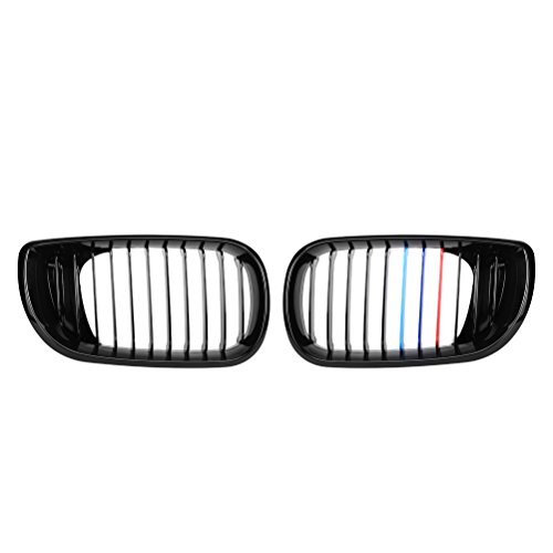 1 Pair Glossy Black M-Color Painted Kidney Grille Grill Compatible For Bmw 2002-2006 320I 325I 325Xi 330I 330Xi #TOP6
