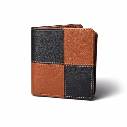 Image of VEMILIO Vegan Leather Wallet for Men & Women | 6 Card Slots | ID Window | Coin Pocket | 2 Hidden & 2 Currency Compartments | Durable Slim Bifold Purse (Dual Tone)