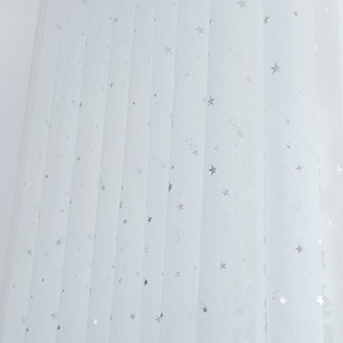 Pureaqu Kids Room Window Curtain Sheer Decoration Rod Pocket Process Silver Star Voile Curtain/Drapes (1 Panel W39Xh63) #TOP5