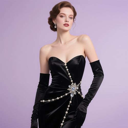 Women's Long Satin Gloves for Weddings, Prom, Formal Events - Stretchy Elbow Length Evening Gloves3