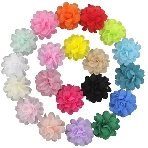 Image of Myamy Toddler Girls Flower Hair Clips: 20pcs 2 inch Small Chiffon Accessories Bows Set for Infant Little Kids Baby 1-2 1-3 2-4 3-5 4-6 Years Old 20 Colors