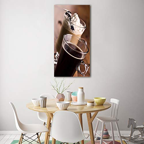Tableau décoration murale peinture sur verre trempé 70x140 cm image café frappe