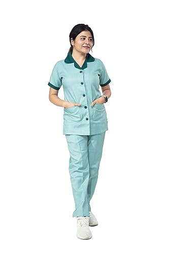 Image of UNIFORM CRAFT Female Nurse Uniform | Hospital Staff, clinics, Home Health, Nurse Uniforms for Women made of Polyester-Cotton (S, Green & Forest Green)