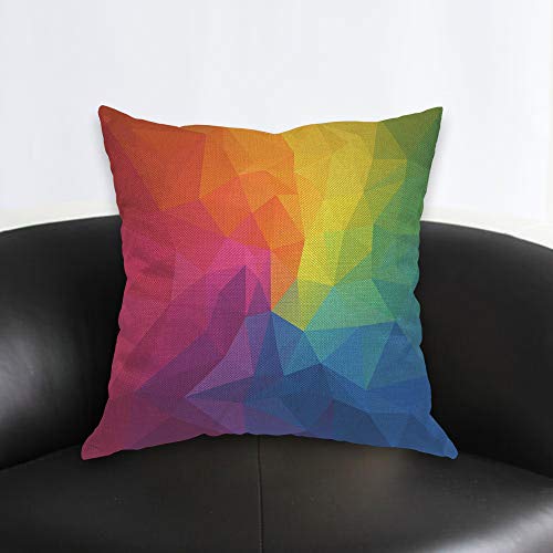 Aoyego PILLOWCASE-ZTT-C206 Colorful Irregular Polygon Throw Pillow Cover Cubism Triangle Geometric Mosaic Modern Rainbow Pillow Case 18X18 Inch Decorative Cotton Linen Square Cushion thumb #1