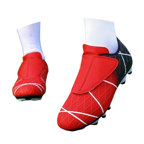 Generisch Botas de fútbol unisex para entrenamiento al aire libre con suela antideslizante, diseño moderno, rojo, 36 EU