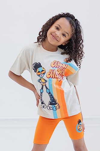 Image of Marvel Girls Oversized Drop Shoulder T-Shirt and Bike Shorts Outfit Set Toddler to Big Kid Sizes (2T - 14-16)