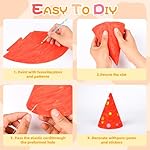 24 Pcs White Birthday Party Hats Decorate Your Own Hat Funny Blank Hats Bulk with Stickers Pompoms for Crafts - Image 4