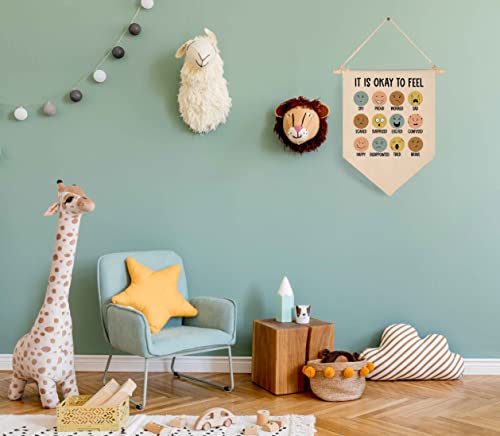 It Is Okay To Feel-Mental Health-Canvas Hanging Pennant Flag Banner Wall Sign Decor Gift For Classroom Nursery Bedroom Playroom Game Room Front Door Baby Kids Girl Boy Girl-Birthday Christmas Gift #TOP3