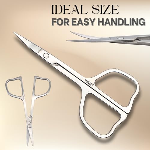 Lovely Goods Co. Beauty Scissors, Stainless Steel, 3.5 Inch Curved Blade, Multi-purpose Grooming Tool for Eyebrow, Nose, Cuticle, Pedicure, Scissors