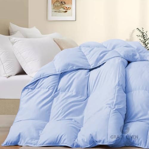 Image of 500 GSM Winter Blanket /Comforter Double Bed Size (90 inchX100 inch) - Blanket for Winter Double Size Unique Design Comforter Heavy Winter Quilted 500 GSM Microfiber Fill - Sky Blue Color