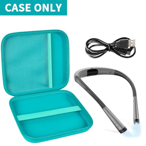 Image of GWCASE Hard Carrying Case for Glocusent for Vekkia LED Neck Reading Lights | Shock-Resistant EVA Shell, Mesh Pocket for Cable, Keep Small Gear Neat for Bedtime Reading, Crochet, Travel, Green, Box Only