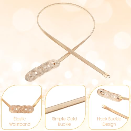 2pcs Gold Waist Chain Belt for Women,Elastic Pendant Chains Belt,Metal Thin Versatile Chain Dress Belts3