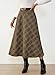 Pink Queen High Waisted A Line Skirts for Womens with Pockets Midi Length Plaid Elegant Work Dress Long Wool Tartan Flowy Fall Skirts 2025 Winter Going Out Outfits for Women Coffee M
