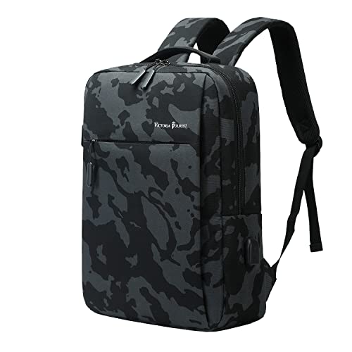 Victoriatourist Camo Backpack, Camouflage Travel Laptop Backpack, Lightweight Durable Laptop Bag with Charging Port Fashion Daypack for Men and Women Fit 15.6 Inch Laptop & Computer（Camo Blue）
