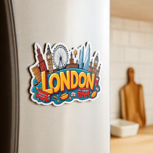 Image of Naxon London Theme Souvenir Wooden Refrigerator Stylish Fridge Magnet - Fridge Decoration Magnet for Kitchen & Home Decor | Perfect Souvenir Gift | Size 3x3 Inches | Pack of 1