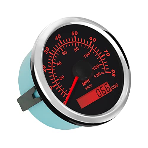 Compteur de vitesse GPS 85 mm 0-80 MPH étanche noir et inox pour bateau - 2