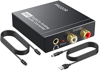 PROZOR 192KHz Digital to Analog Audio Converter DAC Digital SPDIF Optical to Analog L/R RCA Converter Toslink Optical to 3.5mm Jack Adapter for PS3 HD DVD PS4 Amp Apple TV Home Cinema
