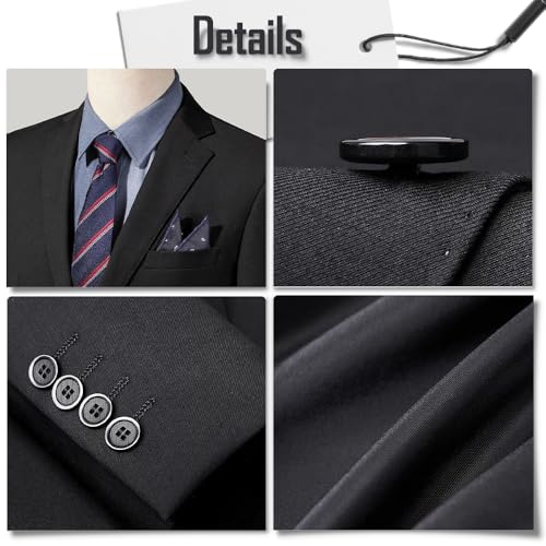 SevenBoy Men's 2-Piece Suits Slim Fit 2 Button Dress Suit Jacket Blazer & Pants Set4