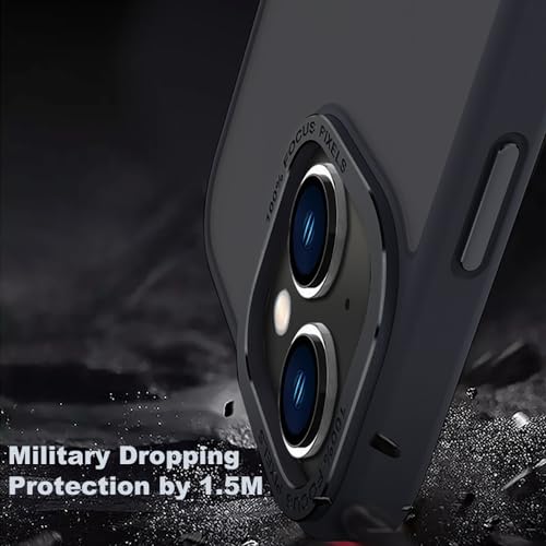 Image of SQUIF Matte Back Case for iPhone 15 Cover with Translucent Hybrid Camera Metal Ring Protection | Sleek Shockproof Soft Touch (Black)
