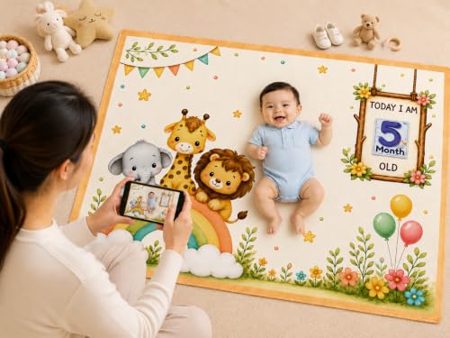 Image of NEW COMERS Baby Monthly Milestone Blanket | 1 to 12 Months Extra Soft Fleece | Best Photography Backdrop Prop | Size - 55 in to 44 inch Super Soft Fabric (Mustard)