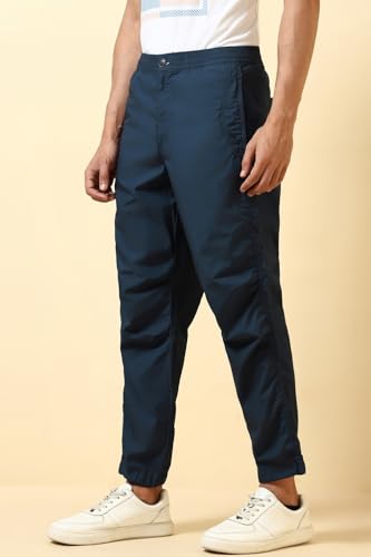 Image of Allen Solly Men's Regular Mid‑Rise Casual Pants | Cotton‑Blend Fabric | Solid Parachute Pants | Stylish & Comfortable Fit