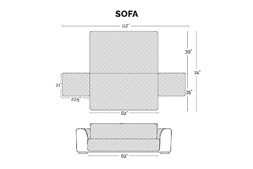 Image of Furhaven Waterproof & Non-Slip Sofa /Couch Cover Protector for Dogs, Cats, & Children - Quilted Paw Print Living Room Furniture Cover - Gray, Sofa