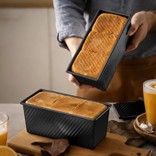 Pullman Loaf Pan with Lid 13x4, 2.2 lb Dough Capacity Bread Loaf Pan, PFTE and PFOA-Free, Healthy Baking for Homemade Sourdough & Sandwich Bread, Nonstick & Easy Clean (Black) - Thumbnail 4