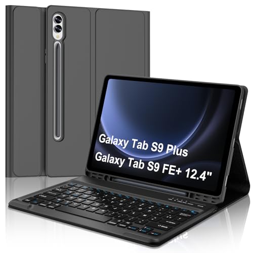 JADEMALL Coque Clavier pour Samsung Galaxy Tab S9 FE+/Tab S9+ Plus 12.4