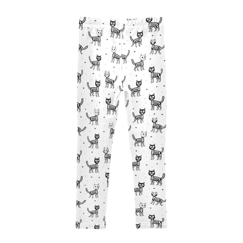 Girls' Athletic Leggings Ankle Length Yoga Dance Pants Kids Teen 4T Skull Cat Love2