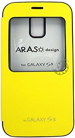 ARASO Style Bumper Flip Case for Samsung Galaxy S5 Anti-Shock Magnet Lock Bumper Cover (Yellow)