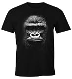 MoonWorks Herren T-Shirt 3D Gorilla Gorillakopf Fun-Shirt Schwarz 3XL
