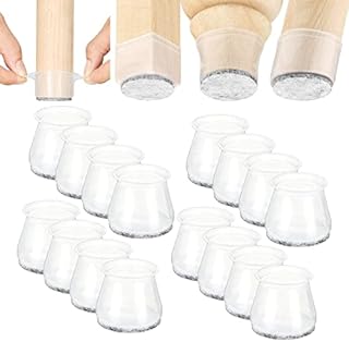 aneaseit 1-1/2 inch Felt Bottom Soft Silicone Chair Leg Covers, 16 PCS High Clear Medium.