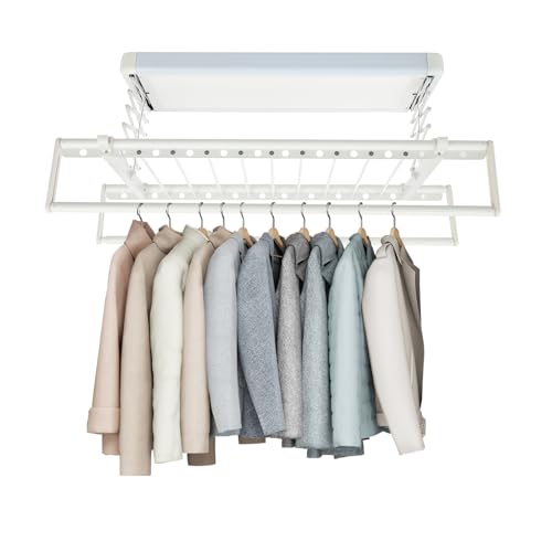 HUSPOO Tendedero eléctrico de pared con mando a distancia e ilumi...