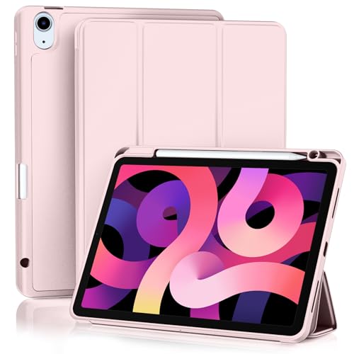 Akkerds Compatible with iPad Air 11 Inch Case 7th/6th Generation (M3/M2) 2025/2024, for iPad Air 5th/4th Generation Case 10.9 Inch 2022/2020 with Pencil Holder[Auto Sleep/Wake], Pink
