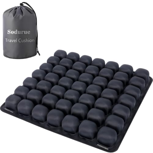 Sodurue Travel Cushion Airplane Seat Airplane Seat Cushion for Long Flights Press Type Air Inflatable Wheelchair Seat Cushion 49 Airbags for Car Office Stadium Ergonomic Comfort Support Heavy Duty