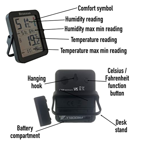 Max Min Thermometer Indoor Vochtigheid Meter Hygrometer - Nauwkeurige Kamerthermometer Maximale Minimale Opname Temperatuur Digitaal Display om Huis Thuiskantoor Kwekerij Kas te monitoren - Afbeelding 5