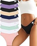 FINETOO 10 Pack Womens Cotton Underwear Sexy Stretch Bikini Panties Low Rise Hipster Ladies Soft V-Waist Cheeky S-XL