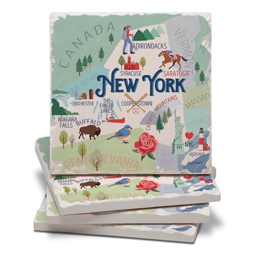 Thirstystone New York Attractions 4 Pack Tumbled Tile Stone Coasters